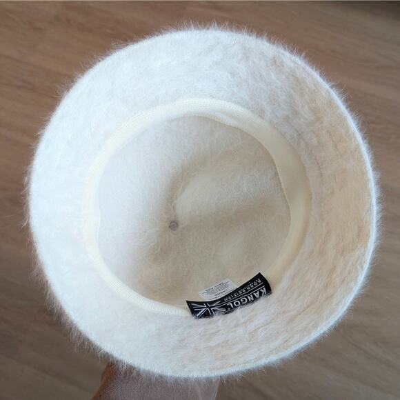 Kangol Unisex Furgora Ivory Casual Angora Fuzzy Real Fur Bucket Hat, size L